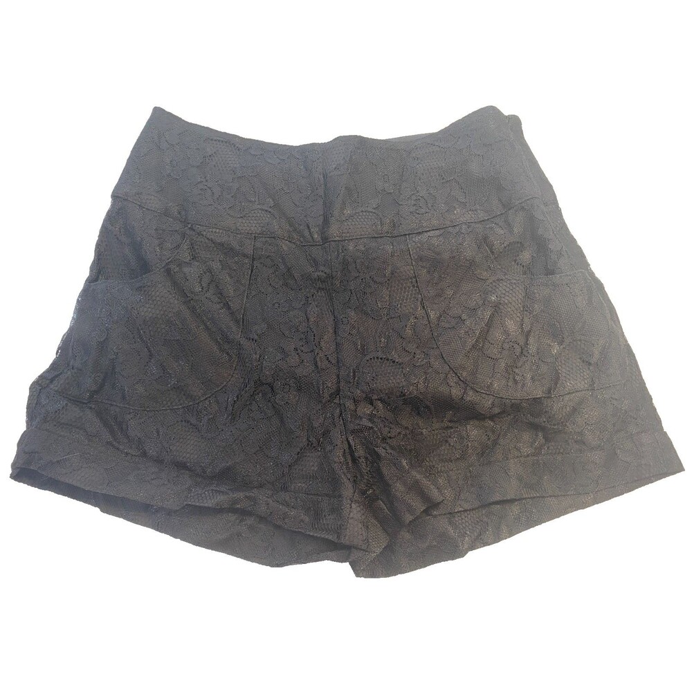 Sans Souci Black Lace Overlay Shorts Women's Size L